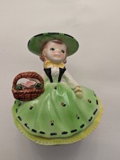 Vintage Relpo Small Southern Belle in Green Planter Japan Girl In Green Dress picture