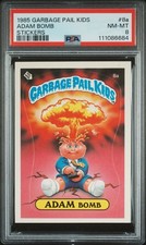 1985 Topps Garbage Pail Kids Series 1 #8a ADAM BOMB - Cheaters - Matte - PSA 8 picture