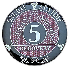 AA 5 Year Coin, Silver Color Plated Medallion, Alcoholics Anonymous Coin picture