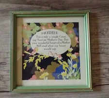 Vintage Mother's Day Framed Motto Spring Flowers Song Birds picture
