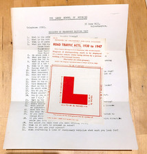 Lewis School of Motoring (Driving Test Questions) Vintage Emphemera picture