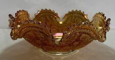 Vintage Marigold Iridescent Carnival Glass Ruffled LARGE Bowl picture
