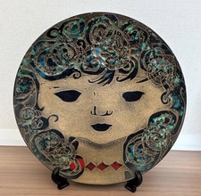 Joichi Hoshi SUNORIA Resin Art Plate Girl 1960s Japanese Modern Art 32cm picture