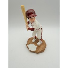 Vintage 1983 Enesco Ceramic Baseball Player Figurine Maroon White Boy at Bat picture