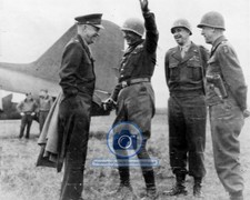 EISENHOWER PATTON BRADLEY HODGES MEETING GERMANY WWII 1945 8X10 PHOTO picture