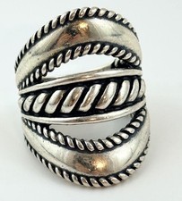 Vtg Carolyn Pollack Sterling 925 Silver Ring Sz 9 Southwestern Rope Openwork picture