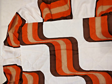 Vintage Mid Century Modern Pillow Shams Pair Pop Art Boho Mod Brown Orange picture