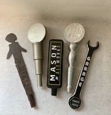Mixed Lot of Beer Tap Handles Black Silver Metal Draft Pull Garage Latitude 33 picture