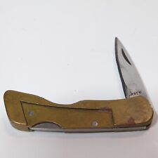 Vtg Gerber Portland OR 97223 Folding Pocket Knife Plain Lockback Brass Open  picture