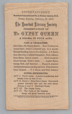 Program Rosebud Schoolhouse No 2 Dickey County North Dakota The Gypsy Queen 1913 picture