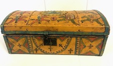 Price Drop Antique 1800s CROW NATIVE AMERICAN Trunk With Battle Drawings picture