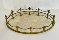 Vintage Globe 24k Plated Cherub/Putti Vanity/ Dresser Mirror Tray picture