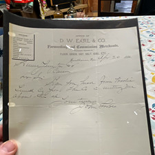 1886 D.W. Earl & Co. Hawthorne Letterhead Handwritten Letter Document picture