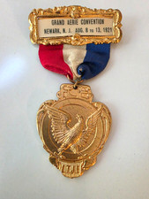 1921 Antique FOE Grand Aerie Convention Newark NJ Medal Schwaab Eagles RARE picture