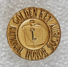 Golden Key National Honor Society Gold Tone Pinback Lapel Pin picture