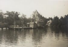 Vintage Landscape Photo Fishing Pier Camp Water Lake Dock Nature Photo OOAK picture