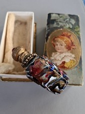 Antique Venetian glass Perfume Bottle With Original Box And Stopper. picture
