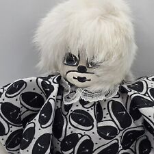 Q Tee Clown Shelf Sitter Hand Painted Hand Made White Hair Black Outfit Vtg picture