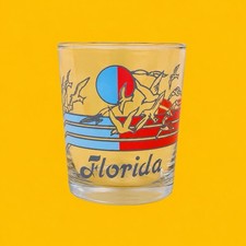 Vintage 1980s Florida Votive Candle Holder Glass Seagulls Kitsch Retro Souvenir picture