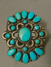 VTG ZUNI ROGER TSABETSAYE BLUE GEM & STERLING SILVER PENDANT,SGND, 3