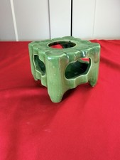 Vtg ALCA Eau Claire Ceramic Teapot Warmer Green Bamboo MCM Pottery 4” Tea Light picture