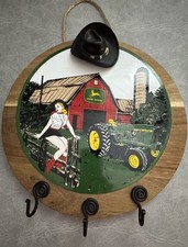 Vintage John Deere Pin Up Porcelain Sign - Barn Tractor Farm Girl Sign picture