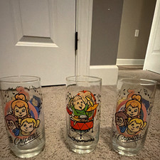 The Chipettes Alvin and the Chipmunks Decorated Clear Drinking Glasses Set of 3 picture