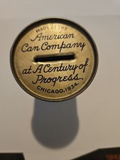 1934 Chicago World’s Fair American Can Co. Mini Bank Can A Century of Progress picture