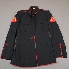 USMC Dress Blue Blues Coat Mens 40R Black Red Lance Corporal Uniform Jacket picture