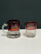 Antique Flashed Red Over Clear Glass Mini Cup And Mug picture