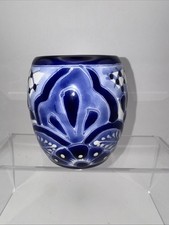 Mexican Ceramic Flower Pot Planter Folk Art Pottery Handmade-4” Tall picture