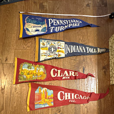 Vintage Travel Pennant Lot -1950s 1960s-Chicago, PA Turnpike, Indiana, Michigan  picture