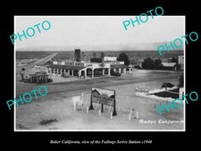 OLD LARGE HISTORIC PHOTO OF BAKER CALIFORNIA THE FAILINGS SERVICE STATION c1940 picture