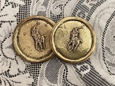 Pair (2) of Rare Vintage Collectible Polo Ralph Lauren Brass Coasters picture