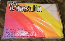 Vintage Wamsutta Ultracale Tomorrow’s Rainbow Pillowcases Set 2 70s King NEW NOS picture