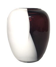 VTG Hand Blown Fusion 2 Tone Art Deco Glass Vase Amethyst White Home Decor picture