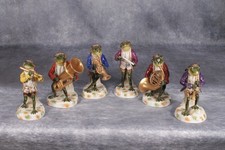 Rare Antique Hochst Anthropomorphic Porcelain Frog Band Orchestra Set of 6 picture