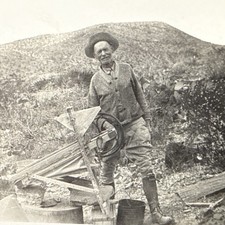 1910’s-20’s Photo “Dad Dry Washing Gold” Old Gold Miner With Hat  picture