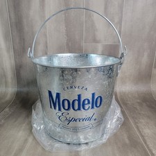 Modelo Especial Galvanized Steel Beer Bucket W/ Opener & Handle Man Cave Bar picture