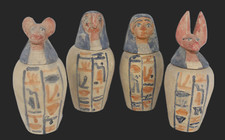UNIQUE PHARAONIC HANDMADE ANCIENT EGYPTIAN 4 CANOPIC Jars Dead Mummification picture