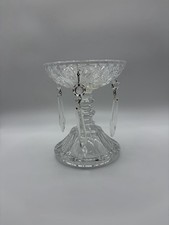 Vintage Cut Crystal Candlestick Holder Hanging Prisms Prismatic Girandole Single picture