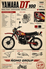 1980 Yamaha DT100 Poster 13x19 – Vintage Motorcycle Technical Specs 2-Stroke End picture