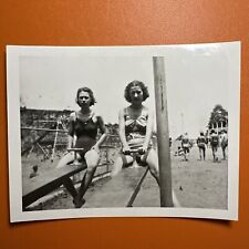 VINTAGE PHOTO Stern Women In Swimsuits On Teeter Totters Original Snapshot Odd picture