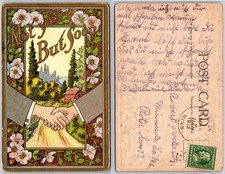 Handshake Floral Border Postcard picture