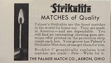 Palmer's Strikalite Quality Matches Dependable Flame Akron Vintage Print Ad 1936 picture