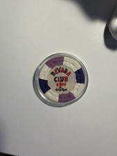 Nevada Club $1 Casino Poker Chip Reno Nevada White & Purple MINT Vintage picture