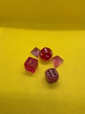 Pink Red Translucent 5pc Polyhedral Dice Set D4 D4 D6 D6 D10 Tabletop Gaming picture