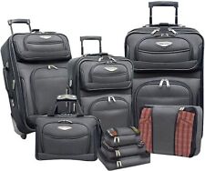 Amsterdam Expandable Rolling Upright Luggage, Gray, 8-Piece Set picture