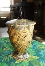 VTG FRED MARTENIS SIGNED DATED BUCKEYE BURL WOOD CONTAINER  WITH LID  8