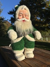 Vintage Rushton Co. GREEN Santa w/Tag RARE No Modifications EUC  picture